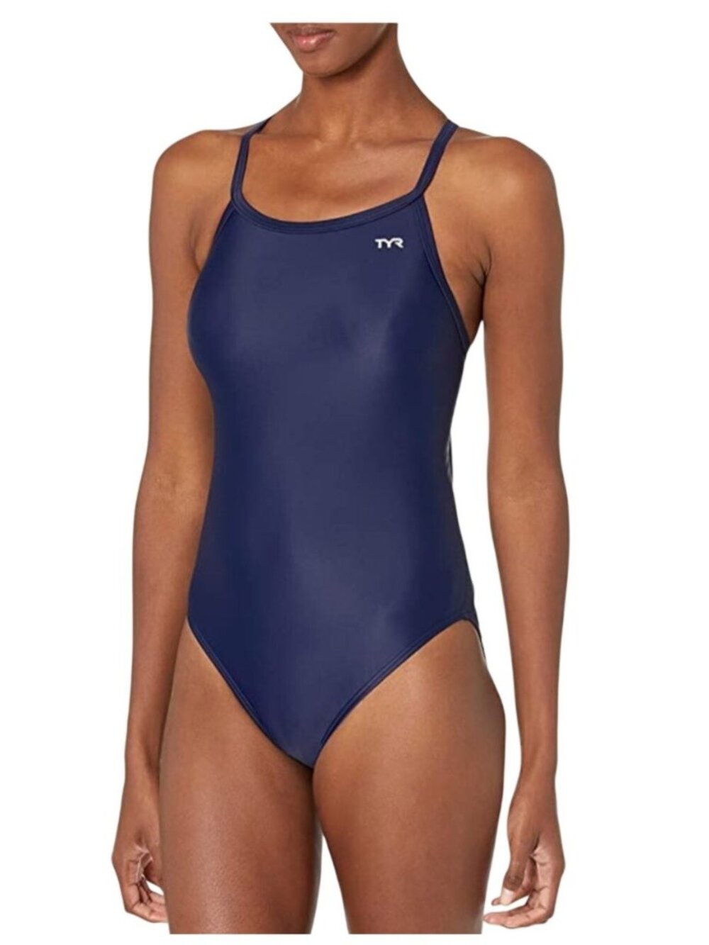 TYR Womens Size 34 Durafast One Diamond Fit Swimsuit Navy Athletic Sports Train